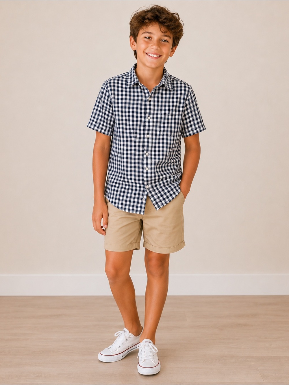 Old Navy Kids Black and White Plaid Shirt